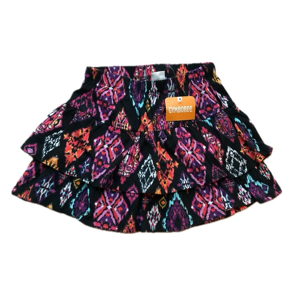 NWT Gymboree Island Girl Ruffle Skirt Girls size 5 Black w/ shorts ~ 100% Cotton